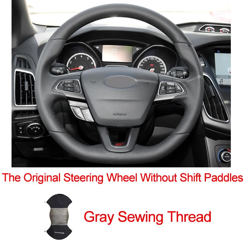 Hand Sewing Car Steering Wheel Cover Wrap For Ford Focus (RS | ST | ST-Line) 2015-2018 Kuga (ST-Line) Ecosport (ST-Line)
