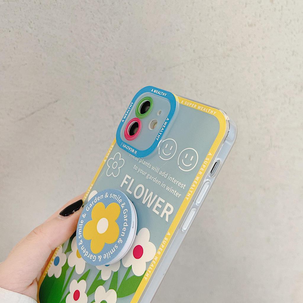 Compatible iPhone 14 Pro Clear Shadow Case with Floral Cluster Design, Fits iPhone 15/13 and XR/XS, Features Stand, Japanese and Korean Style