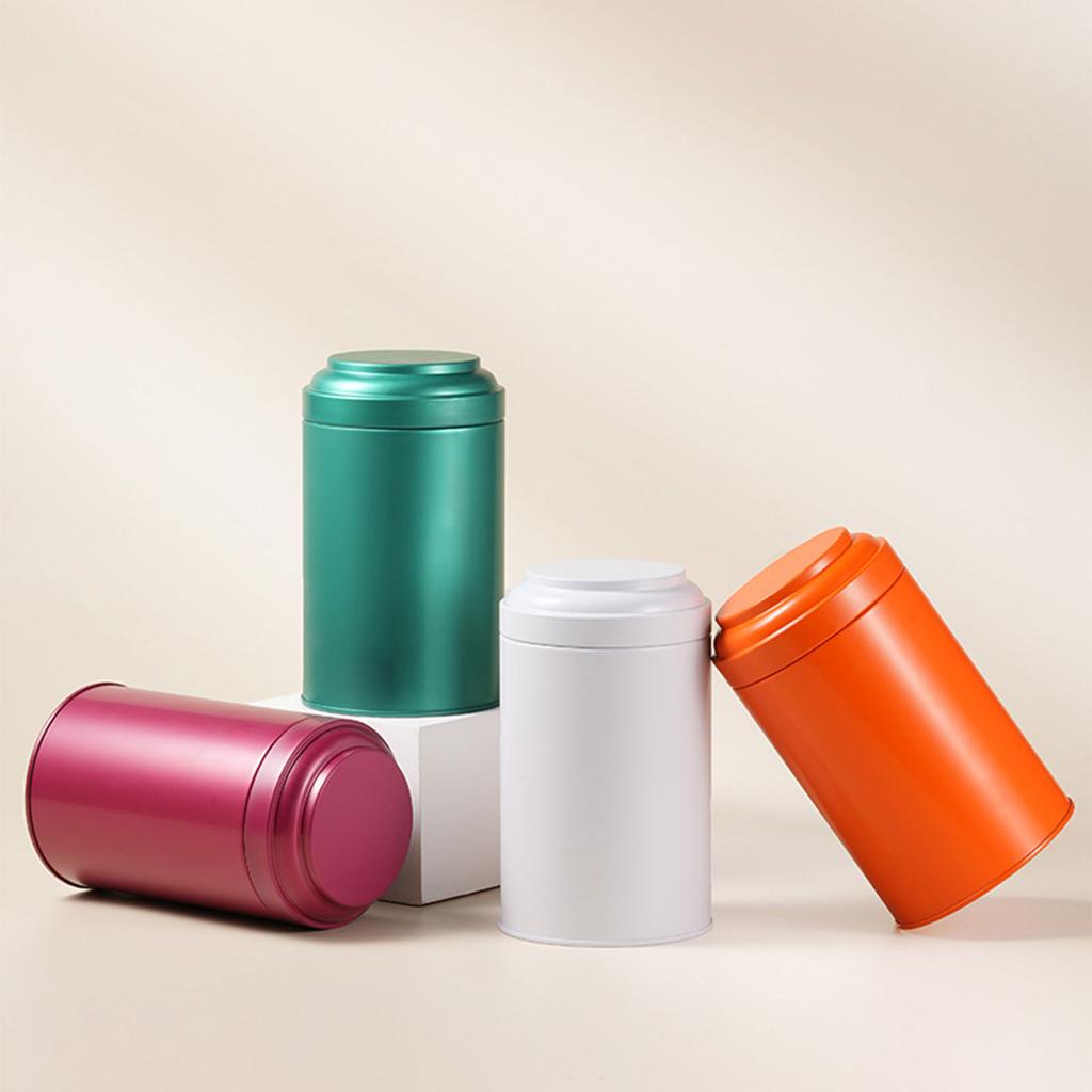 Metal Tea Canisters Round Shape Metal Tins with Lids Empty Tins Box Containers Decorative Short Tinplate Bottle Tins