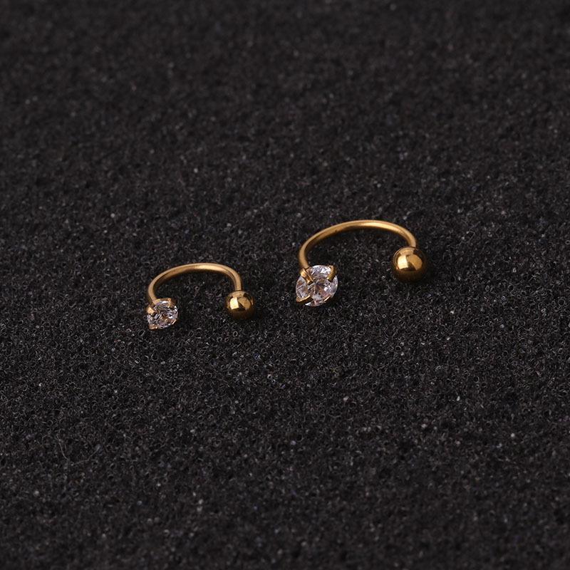1pc 6/8mm Stainless Steel Zircon Cz Hoop Tragus Cartilage Helix Stud Earring Conch Rook Daith Lobe Ear Screw Piercing Jewelry