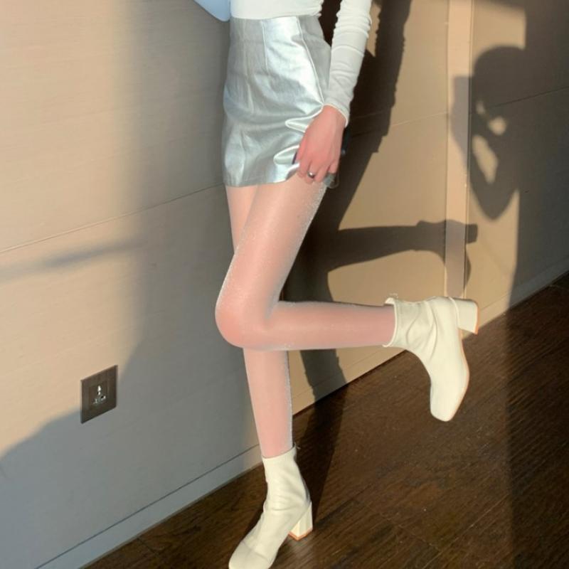 Глянцевые колготки с блестками Женские с высокой талией Эластичные Гладкие чулки Клубная одежда Сексуальные колготки Маслянистые Блестящие колготки Готические Очаровательные