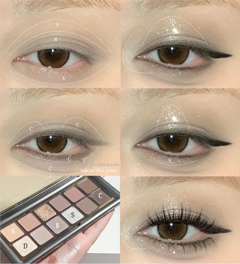 Палитра теней для век Phantom Bear Haze из 12 цветов: Землистые тона в сером, матовом, перламутровом и бриллиантовом исполнении