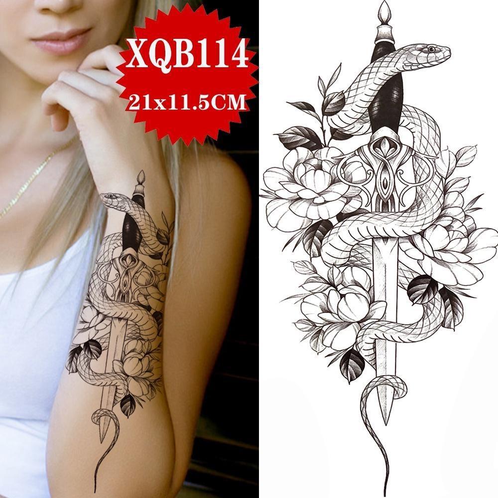 1PCS Sexy Flower Waterproof Temporary Tattoo Sticker Chest Rose Glitter Tattoo Body Art Arm Fake Flower Tattoo Woman