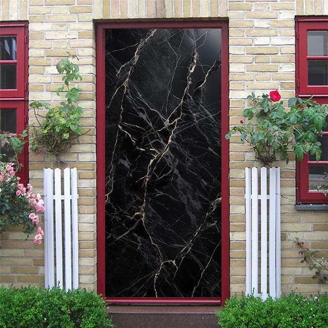 Белые мраморные наклейки на дверь, закат, простые абстрактные линии, бамбуковые обои на холодильник для гостиной, домашний декор, художественные наклейки для спальни