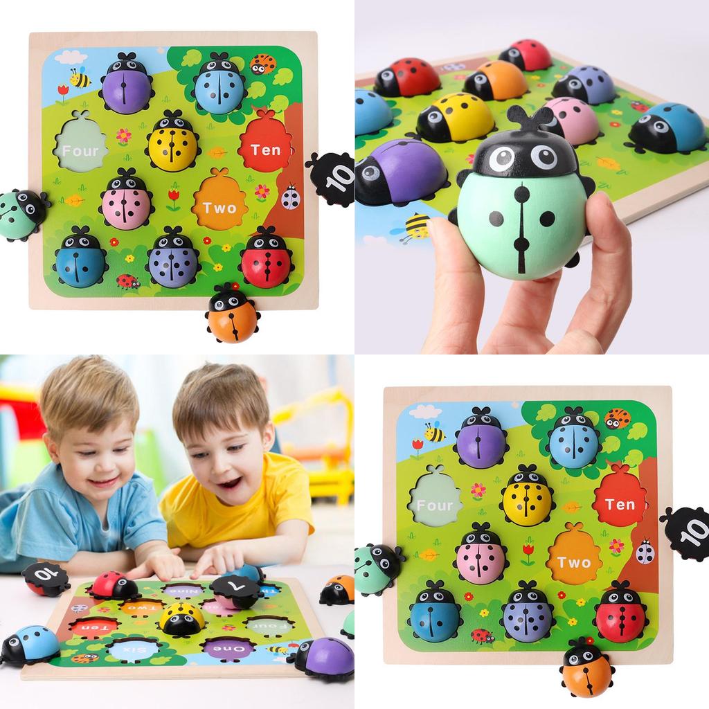 Educational Wooden Ladybug Number Puzzle For Toddlers Cognitive Skills And Play