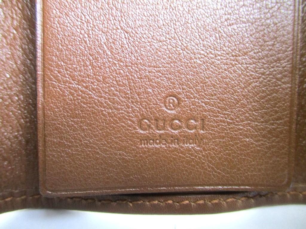 Authentic GUCCI GG Beige Canvas Brown Leather 6 Pics Key Chain #b078  Open box