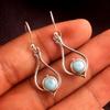 Natural Larimar Handmade Dangle Earring 100% 925 Sterling Silver Statement Jewelry