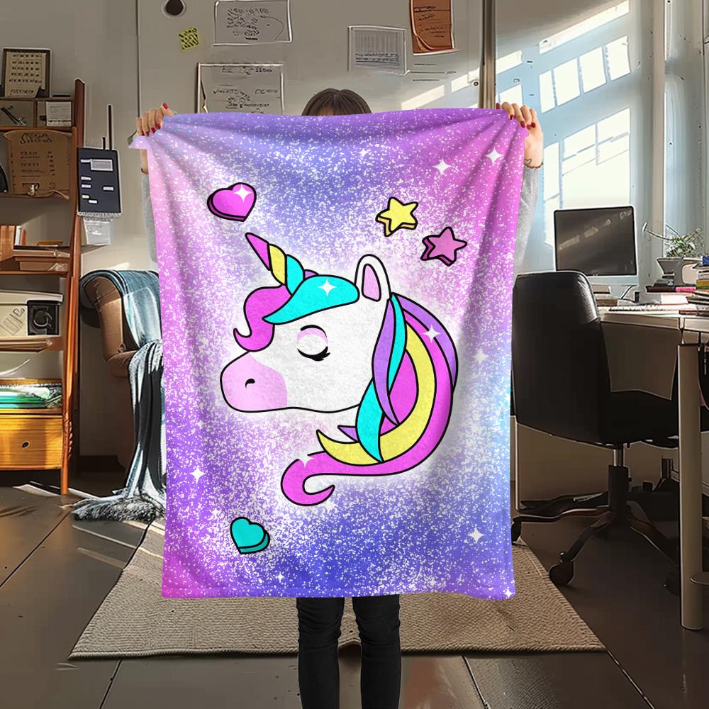 1Pc Uni-horse Print Flannel Blanket, High quality Comfortable for All Seasons, Home Decor, Warmth and Comfort, Perfect for Christmas Gifts