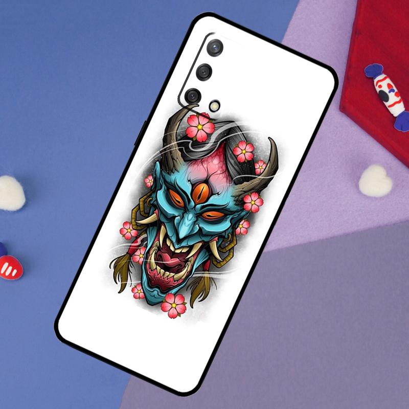 Японский чехол с маской Oni Hannya Demon для OPPO A98 A78 A58 A18 A96 A76 A16 A15 A17 A77 A5 A9 A74 A94 A52 A72 A53S A54S A57S