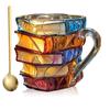 Painted Book Mug Modern Sculpted Coffee Cup With Colorful Design For Office Desk Decor