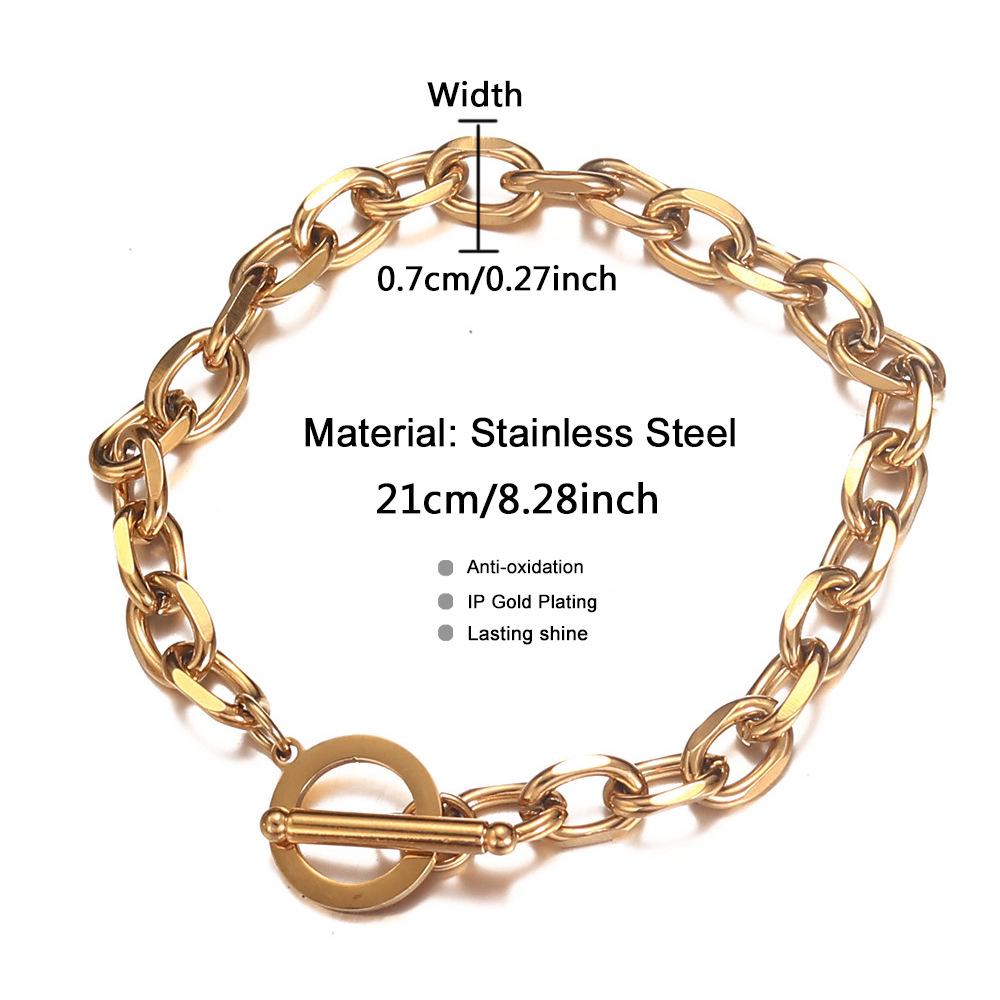 Trendy Stainless Steel Charm Bracelet with OT Buckle