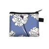 Canvas Coin Purse Floral Plaid Print Zipper Pouch Small Wallet Children Female Key Card Holder Mini Money Bag