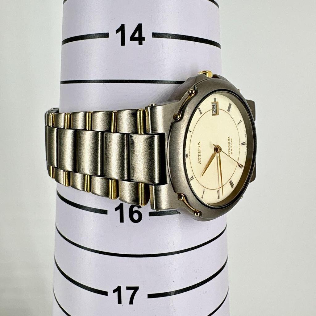 Used Working condition] Citizen Attesa Titanium Combi Roman Dial Date Men's Quartz Watch Vintage CITIZEN ATTESA