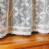 Farmhouse Rustic Short Curtain Light Filtering Vintage Sheer Lace Cabinet Curtain Boho Kitchen Dining Room Small Window Rod Pocket Crochet Curtain