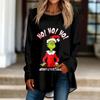 Женская рождественская принтовая рубашка с длинным рукавом, круглый вырез, пуловер, футболка, топ, пуловер