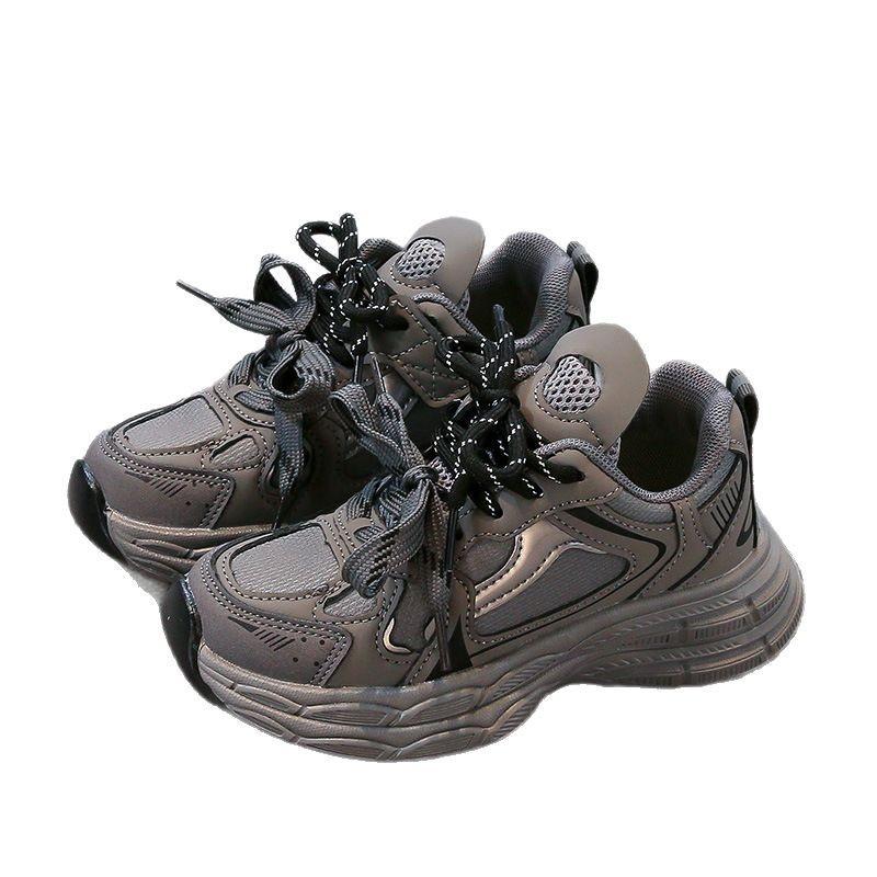 Children's Dad Shoes Shoes Leather Surface Waterproof 25 Spring and Autumn New Non-slip Classmates Boys and Girls Sports Shoes Dad Shoes