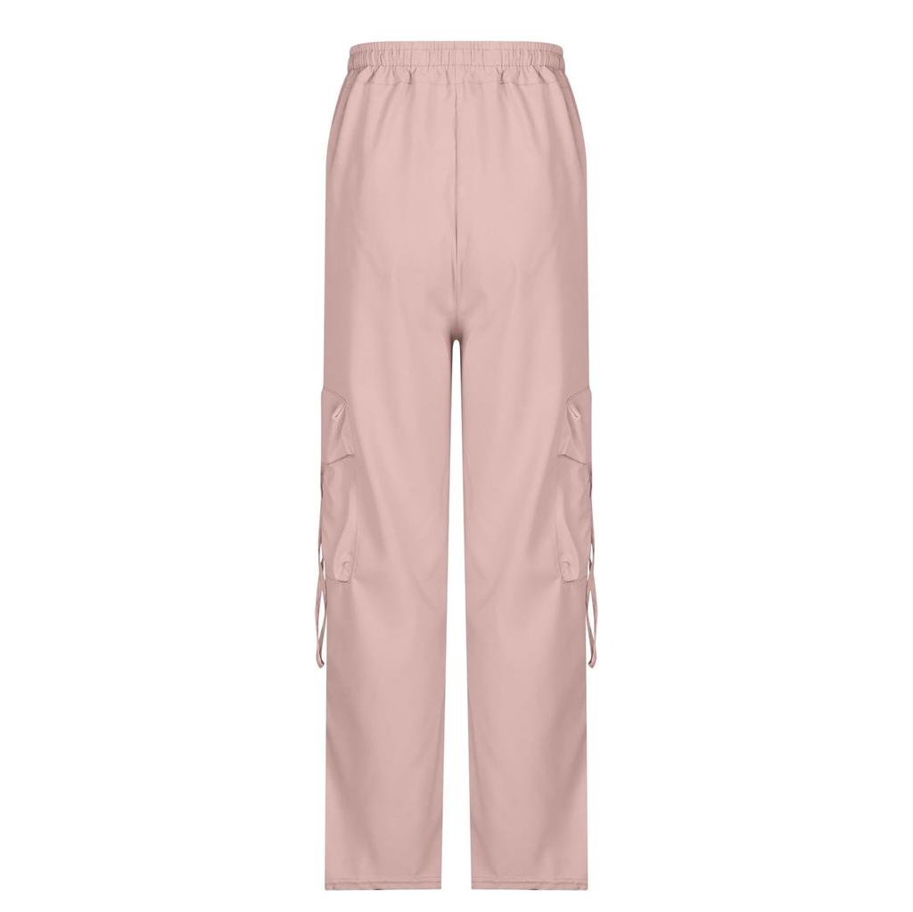 Женские свободные мешковатые брюки-карго с эластичной завязкой Y2K брюки с широкими штанинами и карманами