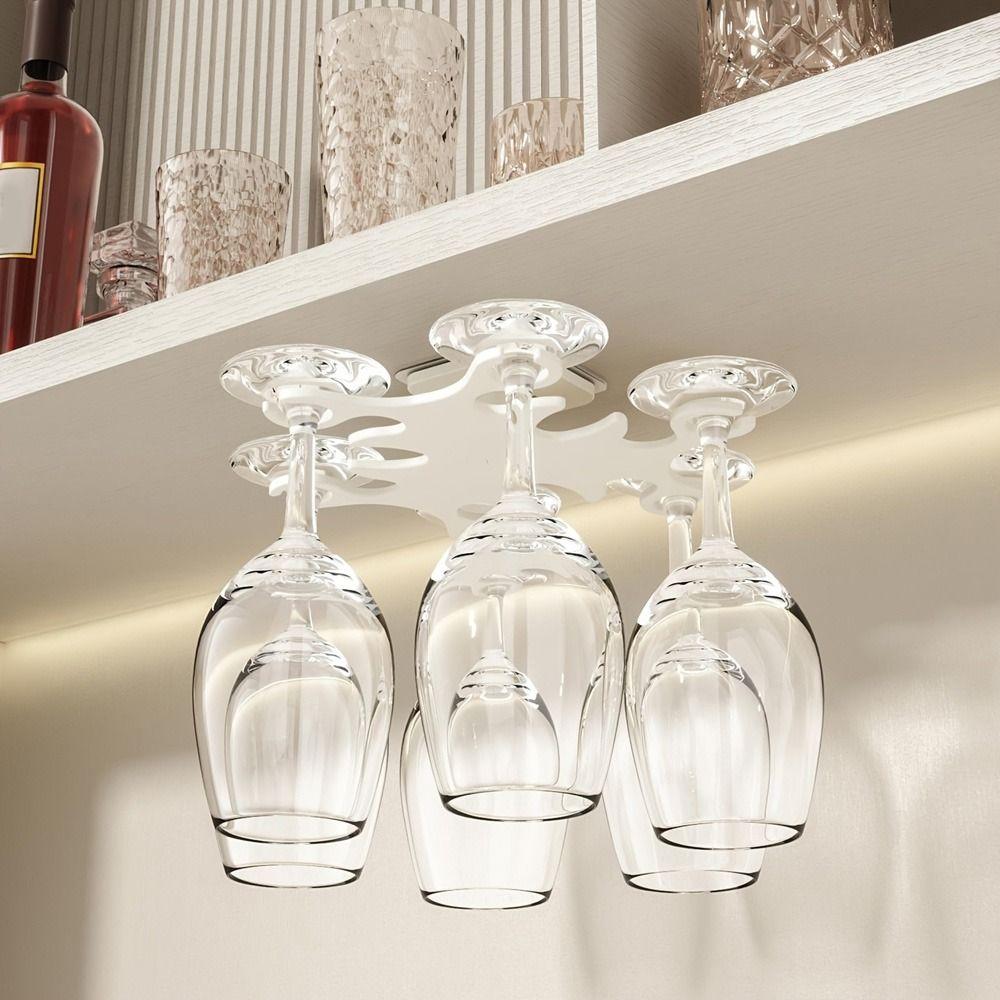 No Punching Glasses Hanging Rack Wall Mounted Goblet Hanging Rack Red Wine Cup Holder Dining Rooms