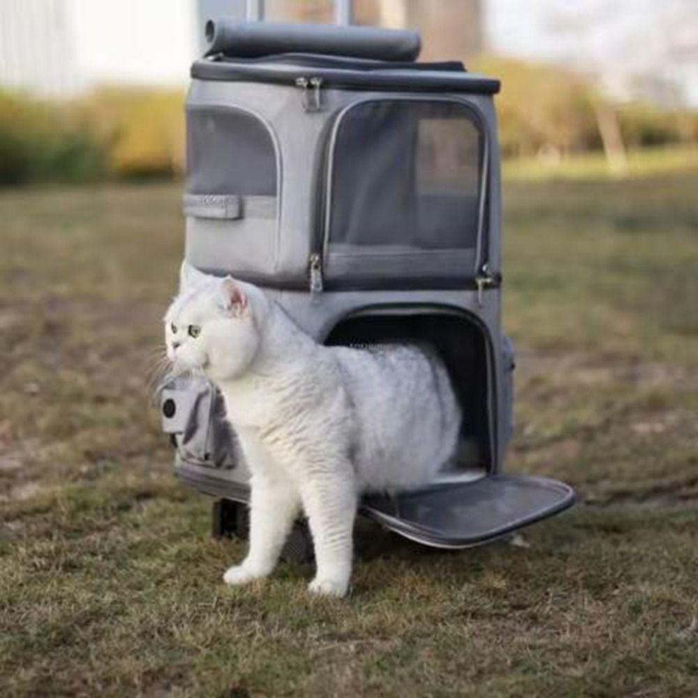 Сумка-тележка для домашних животных из ткани Оксфорд, двухслойная, бесшумная, 4-колесная, для собак и кошек, для улицы