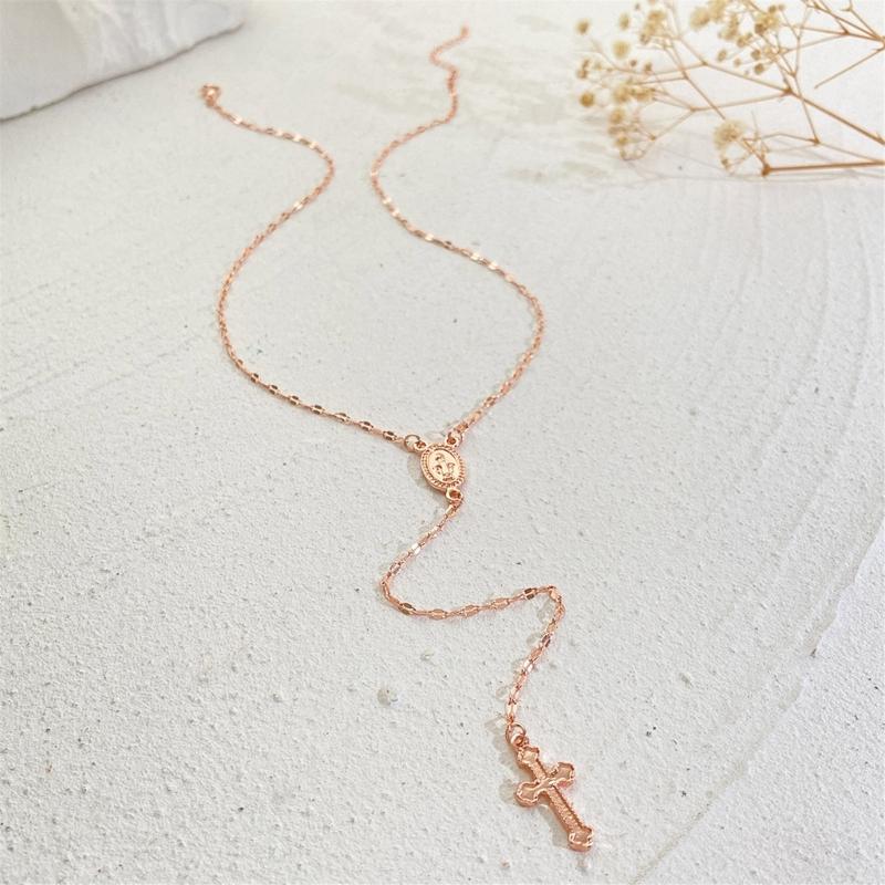 Religious Cross Necklace Gothic Style Clavicle Chains Vintage Crucifix Pendant Neckchains Handmade GIfts for Women Girl