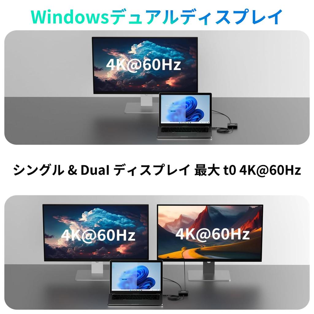 ANYOYO USB Hub with and 2 HDMI 4K 60Hz Docking Station with 2 HDMI 2 USB A Ports 1 USB C 5Gbps Data SD TF Card Compatible with MacBook and Other