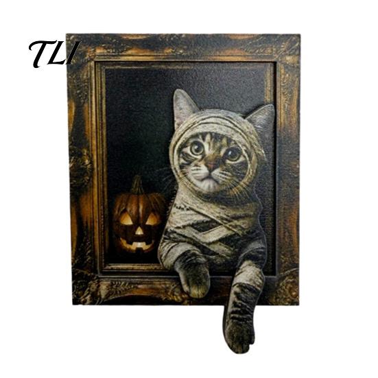 Halloween Party Supplies Cat Frame Fridge Magnet, Retro Wooden Refrigerator Magnets Kitchen Decoration Accessories, Favors Magnet