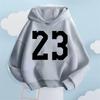 Креативная толстовка с капюшоном для детей, с принтом номера 23, спортивная и повседневная, удобная