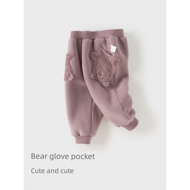 David Bella Children's Pants 2026 New Boys' Anti-Static Jogger Pants Girls' Winter Fleece Pants