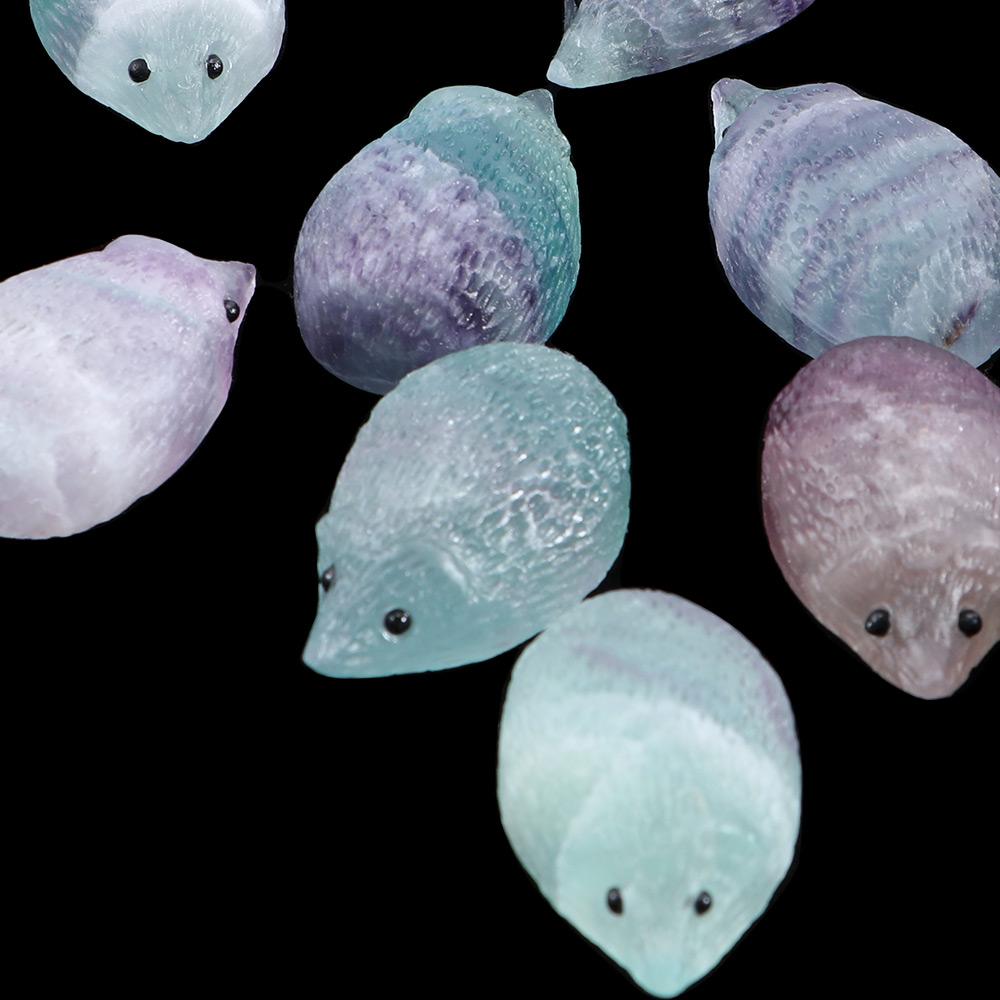 1pc Natural Quartz Crystal skull Carved Rainbow fluorite Hedgehog stone healing