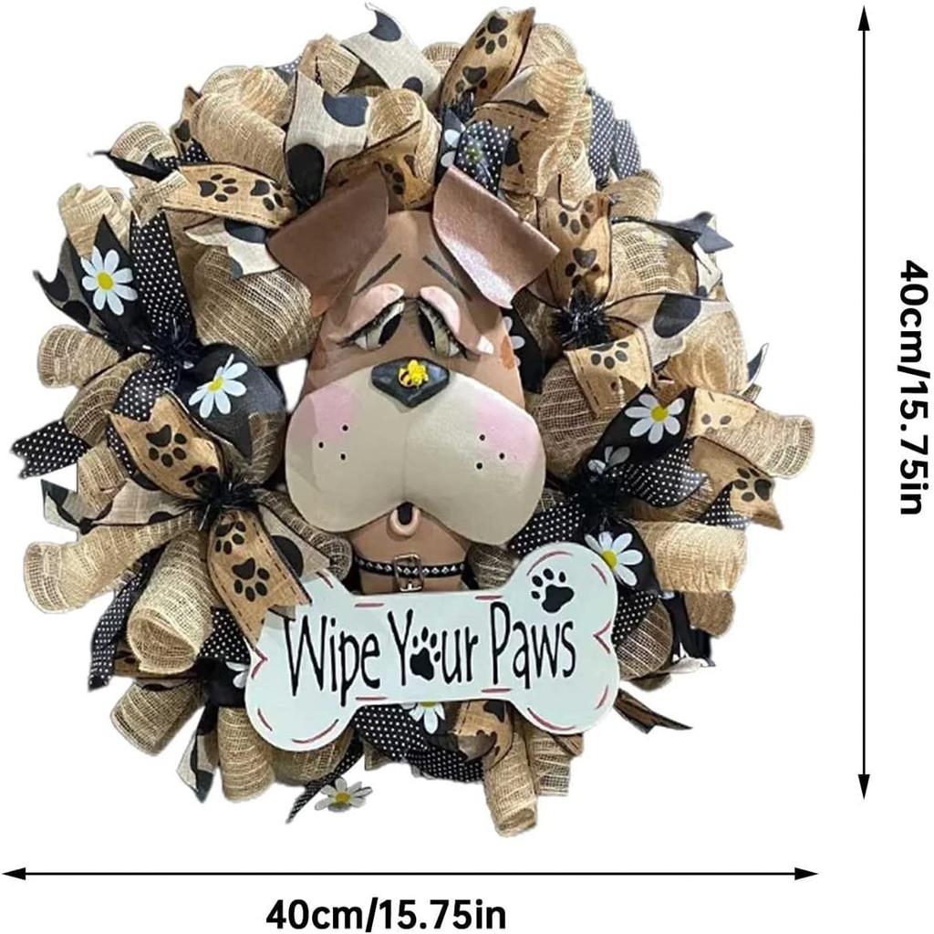 Милая собака, дверная вывеска, венок, деревенский знак приветствия, декор для передней двери, настенный декор для сада, домашней комнаты, весенняя дверь, подвесные украшения для дома и улицы