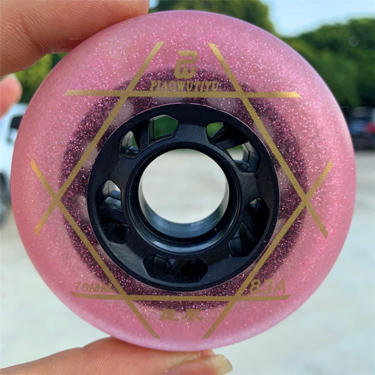 Ruidongle 72 76 80MM PU Brake Wheel Wear Resistant Drift Fancy Brake Stop Inline Skate Wheel ABEC7 Bearing 85A High Rebound