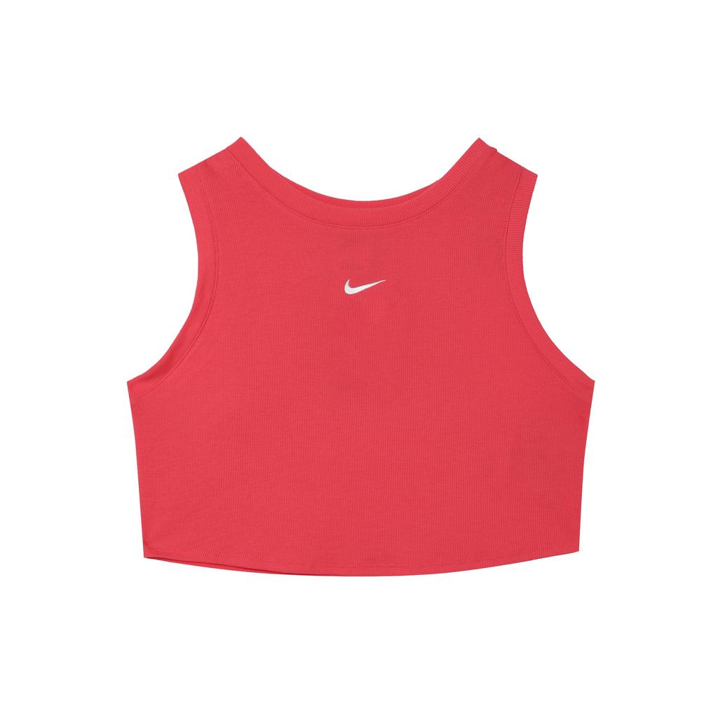 Nike Sportswear Essentials Solid Ribbed Crop Tank Top Women Tops Light-Melting-Red FB8280-648