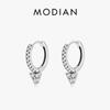 Vintage 925 Sterling Silver Geometric Clear CZ Ear Buckles Simple Style Fashion Hoop Earrings for Women Fine Jewelry Gift