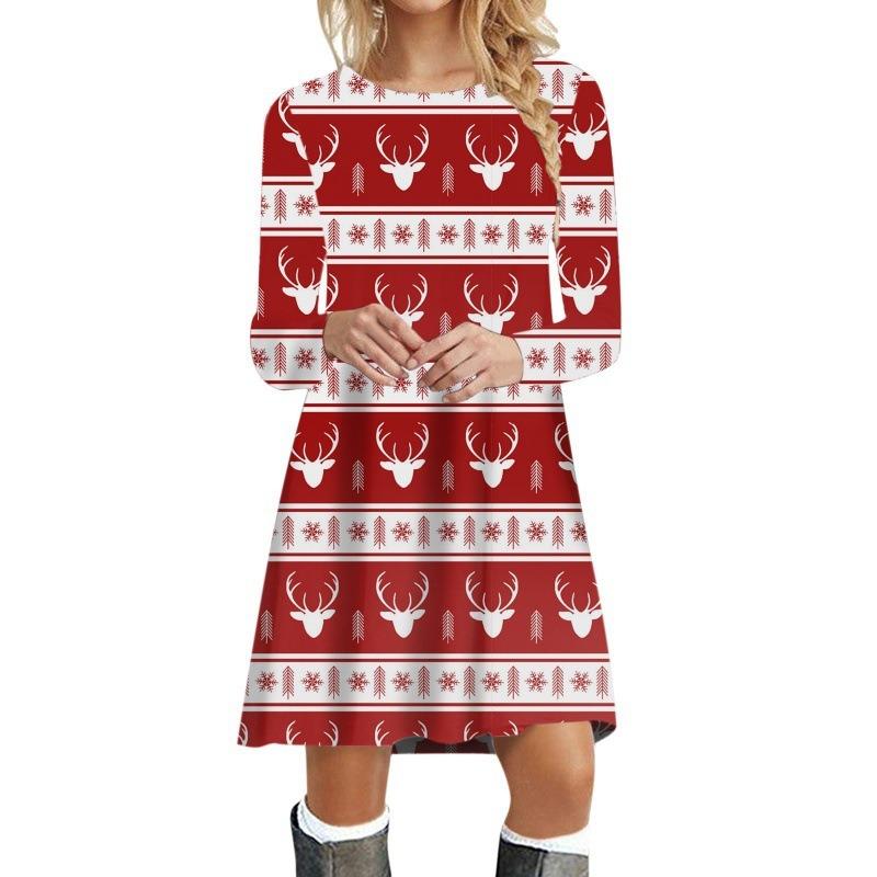 IHUASU Модные осенне-зимние повседневные платья с длинным рукавом и круглым вырезом