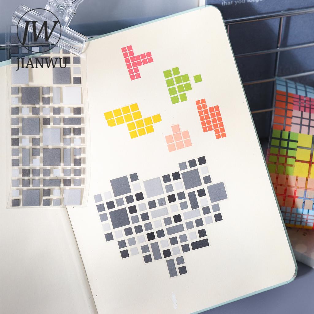 JIANWU Small Square Series Vintage Mosaic Gird Landscape Material Collage Scrapbooking PET Tape Creative DIY Journal Stationery