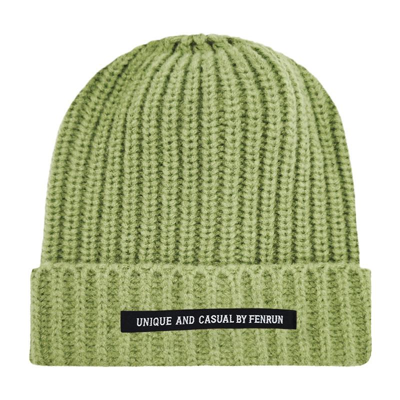 Casual Unique And By Fenrun Letter Print Knitted Hat Thick Striped Cap Warm