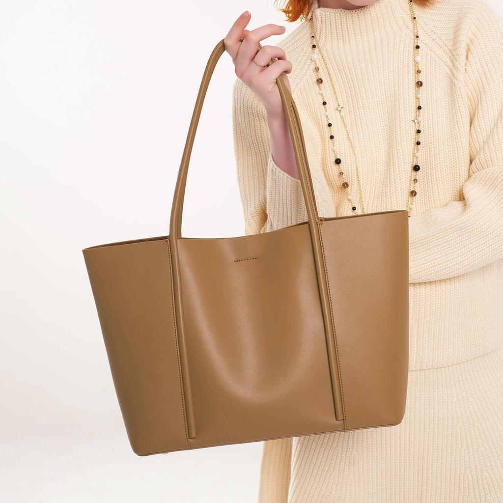 Genuine leather tote bag for women, new large-capacity handbag, high-end cowhide commuter shoulder bag