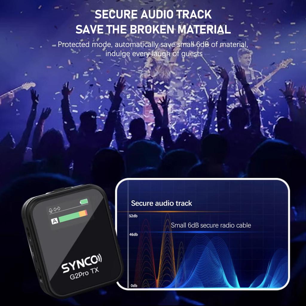 Synco G2A1 Pro Wireless Microphone System with 1 Receiver & 1 Microphones 200M Transmission Range 6