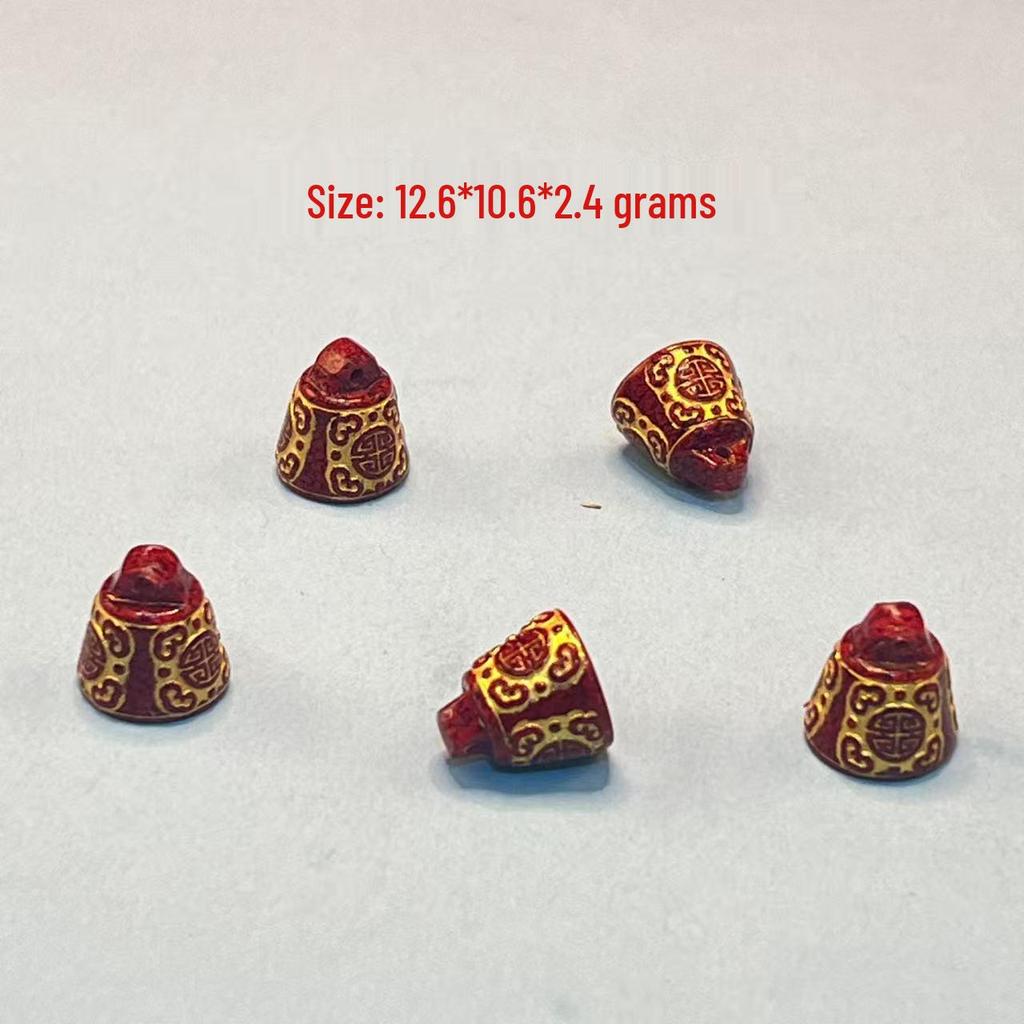 Original Gold-Plated Cinnabar Turtle Shell Fu Plaque and Gourd Pouch Accessories