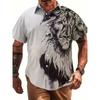 Summer Street Fashion Men's Short Sleeve Shirt 3D Tiger Print Short Sleeve Everyday Loose Comfortable Casual Shirt