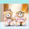 Cute Checkered Bow Strap Pants Sweater Camera Teddy Bear Plush Doll For Girls Gift And Bag Decoration