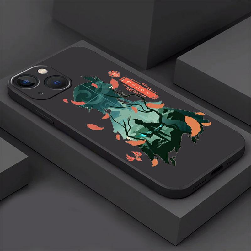 Чехол для Apple iPhone 14 13 11 12 Pro 7 XR X XS Max 8 Plus 6 6S SE 2022 13Pro, черный мягкий телефон, чехол аниме Genshin Impact Cute