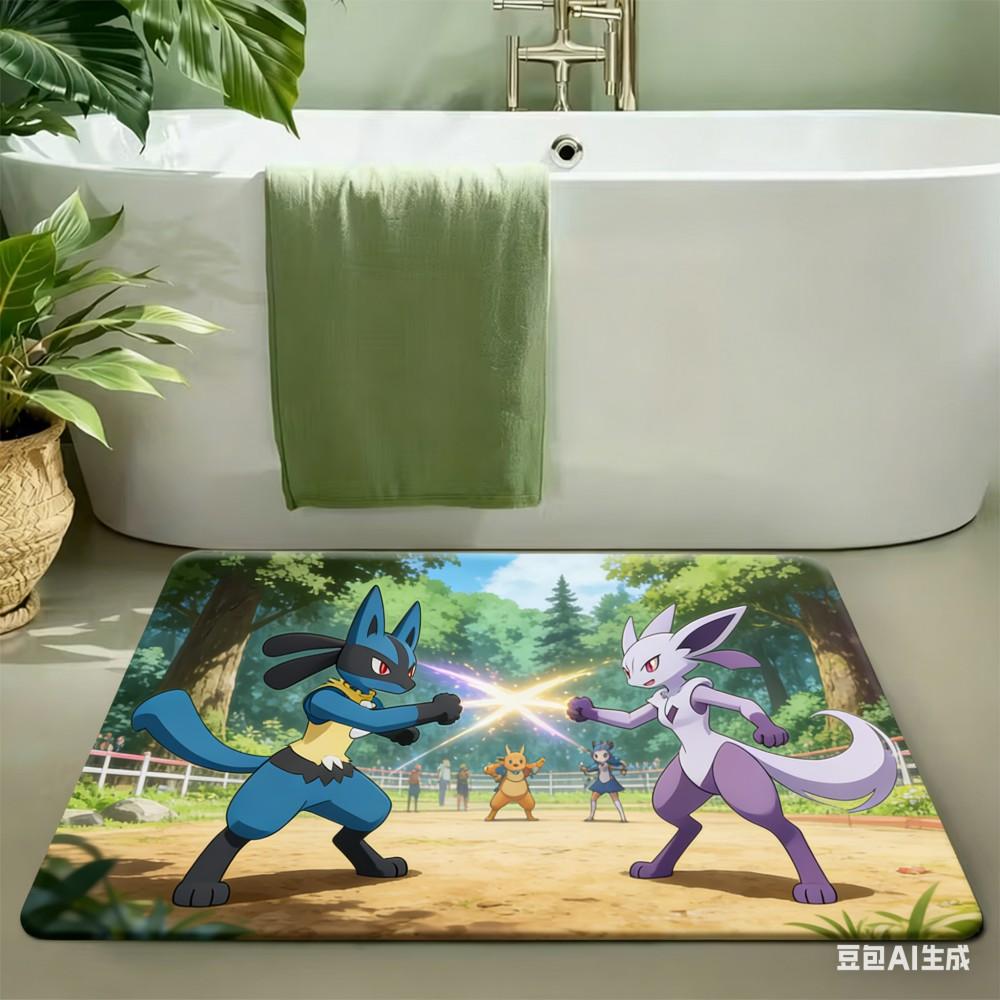 Pokemon Snorlax Pikachu Gengar Sleepy Grassland Non-Slip Rubber Base Washable Cloth Surface Floor Mat