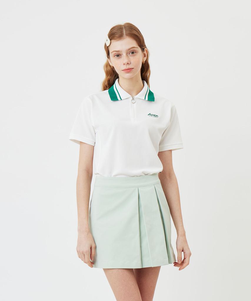 AVEN Zip-Up Polo Shirt White
