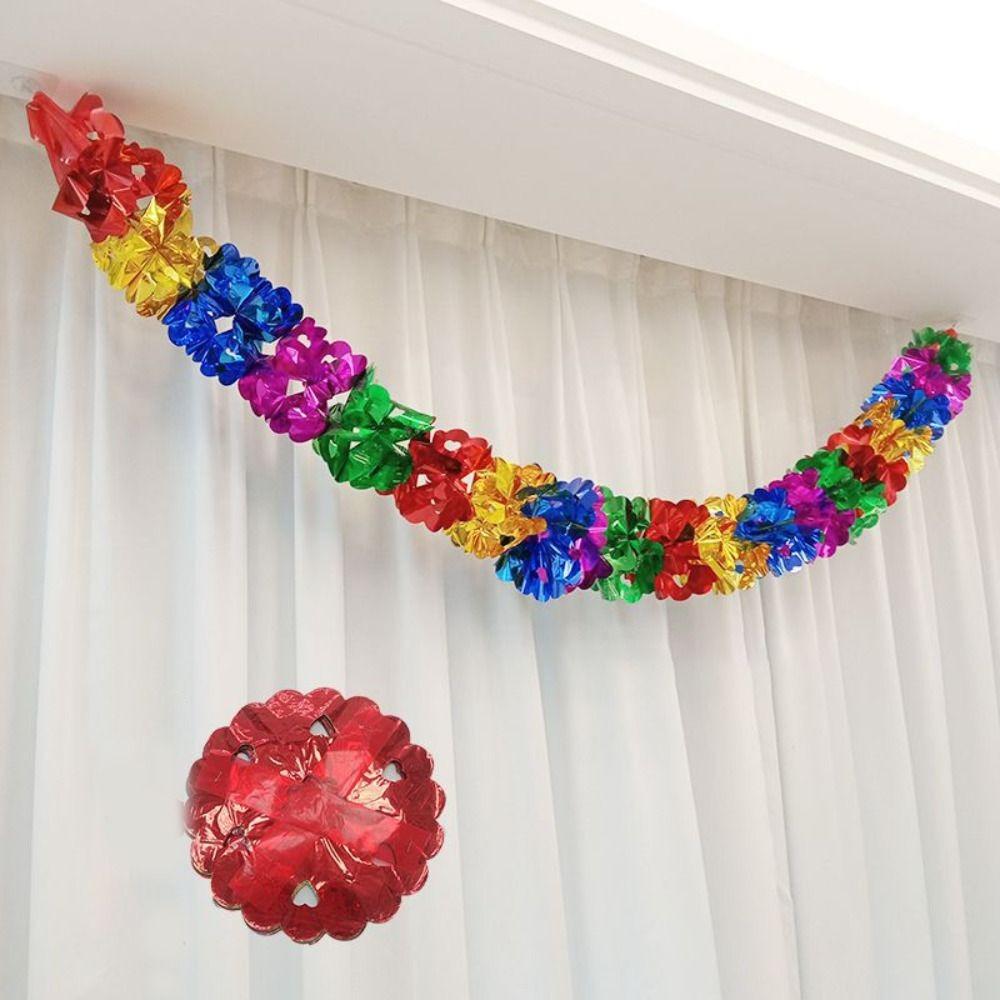 Xmas Gift Party Supplies Hanging Decoration Ceiling Wreath Metalic Foil Garland Christmas Decor