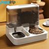 Transparent Cat Feeder Automatic Pet Feeding Bowl 2-in-1 Cat Water Dispenser Combination Grain Storage Bucket for Cats Puppies