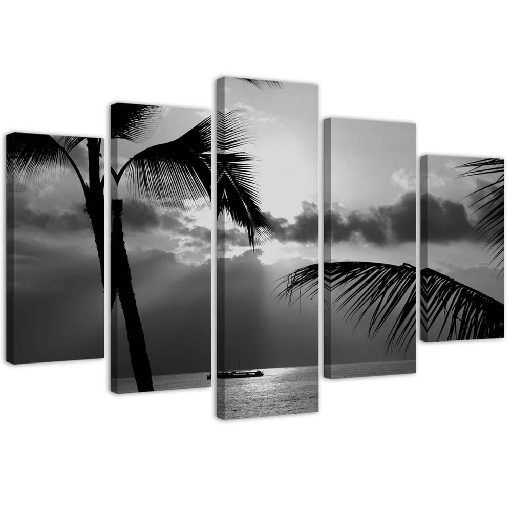 Feeby Five piece picture canvas print, On the seashore