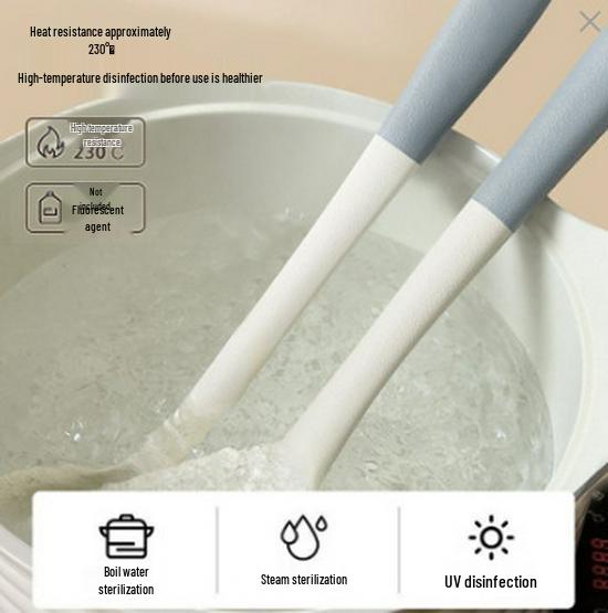 Серый и белый силиконовый набор кухонной утвари: Жаростойкий, антипригарный скиммер, лопатка и суповая ложка