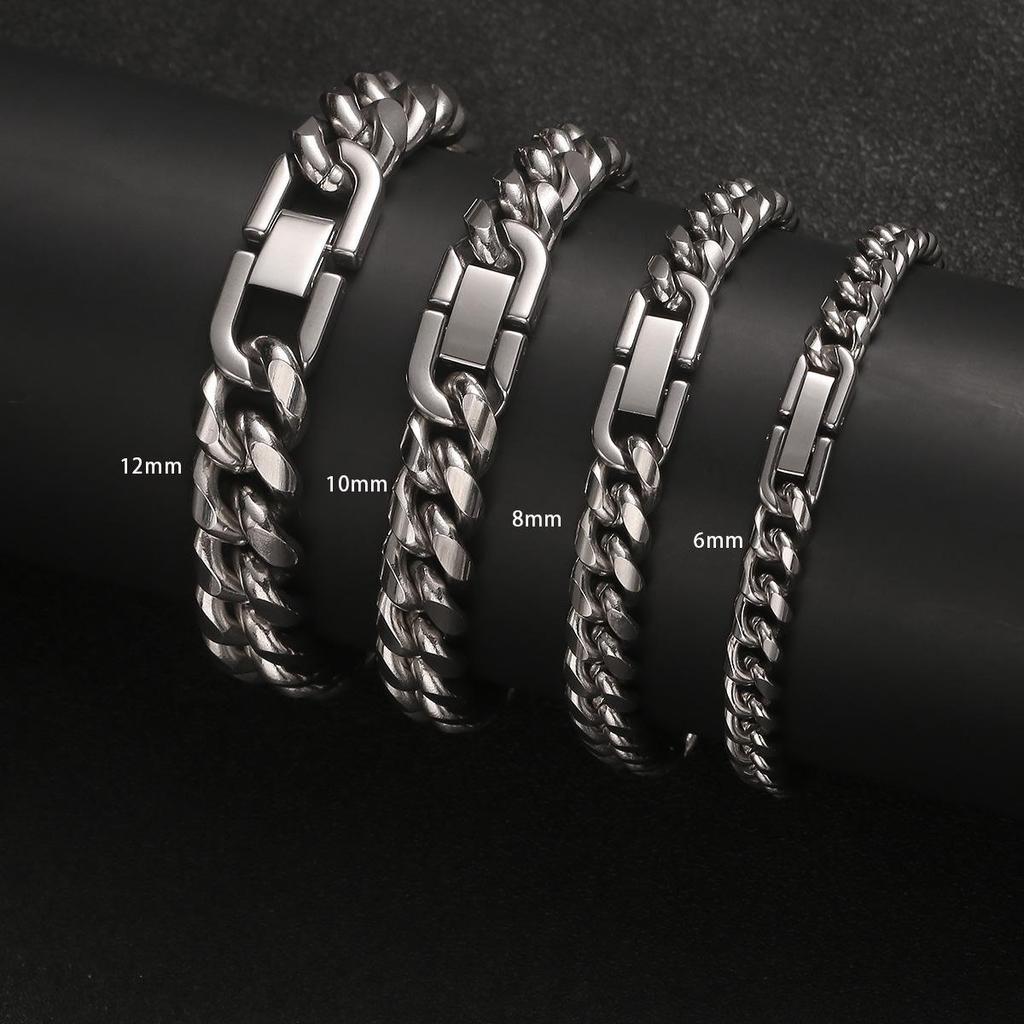 Titanium Steel Cuban Chain Hip Hop Necklace - Men's Fashion Jewelry with Stainless Steel Round Grinding Encryption and Buckle.
