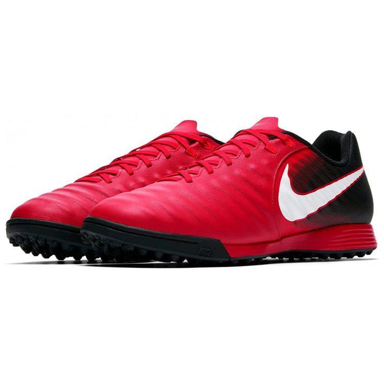 Nike TiempoX Ligera 6 Круглый носок Шнуровка TF (Резиновые шипы) Нескользящие Прочные Футбольные Бутсы Мужские кроссовки Красные Черные 897766-616